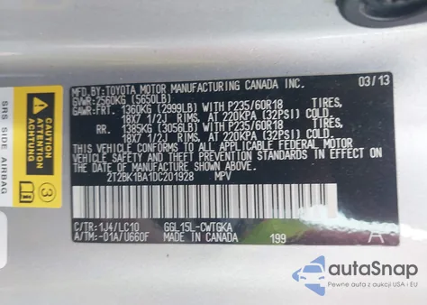 2013 Lexus Rx 350 из США, поврежденный, VIN 2T2BK1BA1DC201928